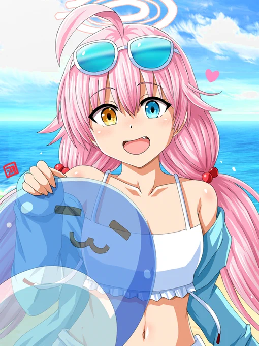 暑かったので水着ホシノを描きました。#ブルアカ 