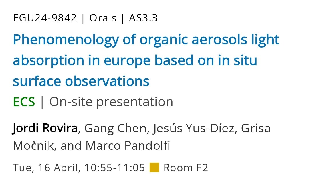 We are at <a href="/EuroGeosciences/">European Geosciences Union</a> from <a href="/RI_URBANS/">RI-URBANS</a> &amp; <a href="/ProjectFOCI/">Project FOCI</a> to present our latest results on Black &amp; Brown Carbon and organic aerosol light absorption in Europe. Follow our talks on Tuesday and Thursday on this week of full science #EGU24 
<a href="/IDAEA_CSIC/">Inst. of Environmental Assessment & Water Research</a>