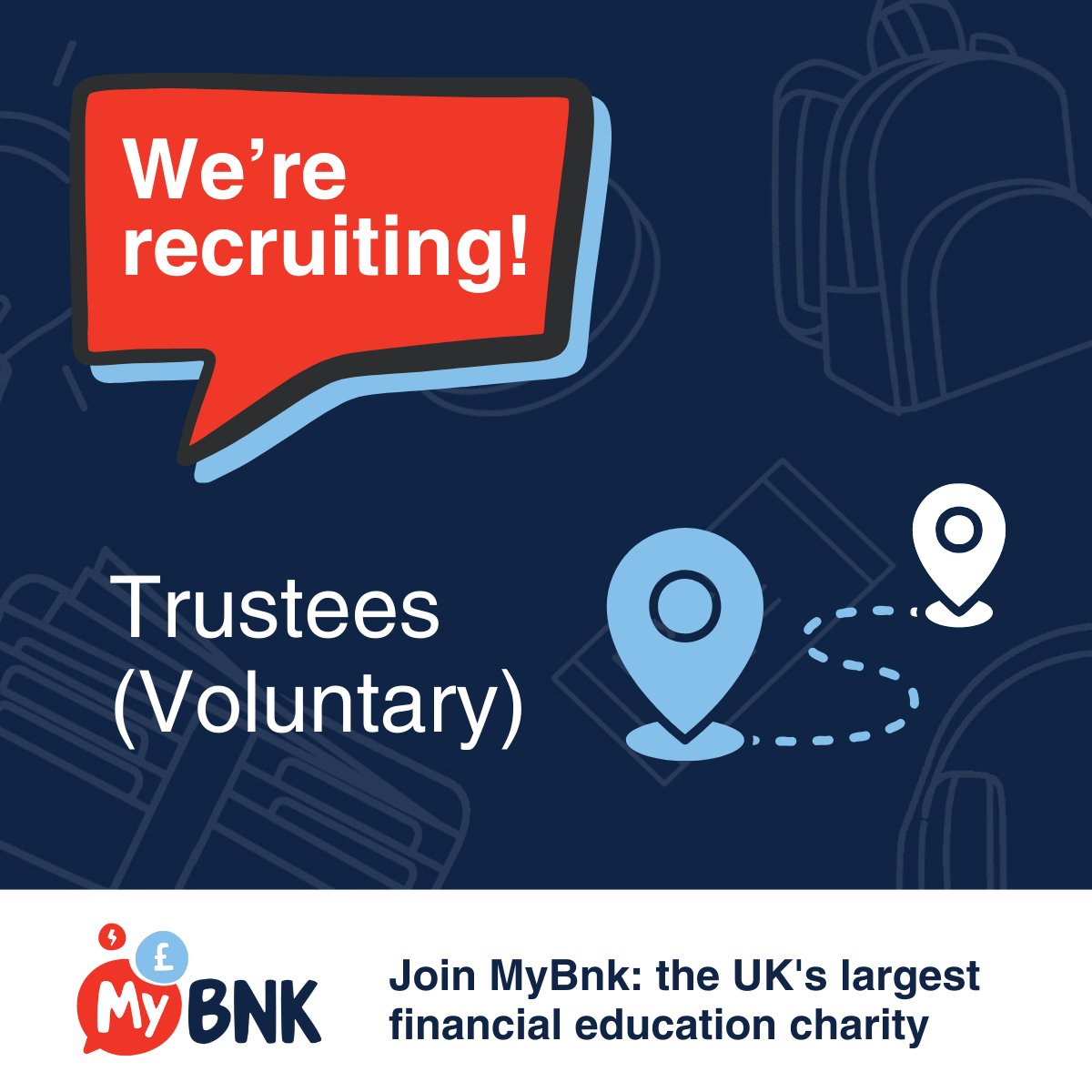 MyBnk is looking for dedicated individuals to join our board of trustees. 🤝 As a trustee, you'll play a vital role in shaping the future of MyBnk and empowering communities with the financial knowledge they need to thrive. 📈 Find out more and apply join-mybnk.co.uk/current-roles/…