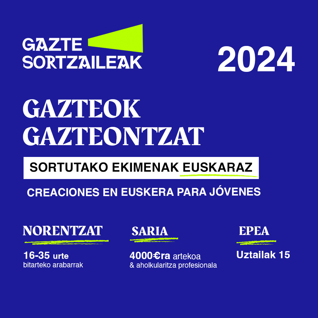 📷Gazte Sortzaileak beka eskatzeko epea ireki da. Beka horrek 4.000 euro arteko dirulaguntza eta aholkularitza eskaintzen ditu, gazteek beren sormen-lanak euskaraz egin ahal izan ditzaten. 📷 v-g.eus/3vP8nHH 📷Abierto el plazo para solicitar la beca Gazte Sortzaileak,…