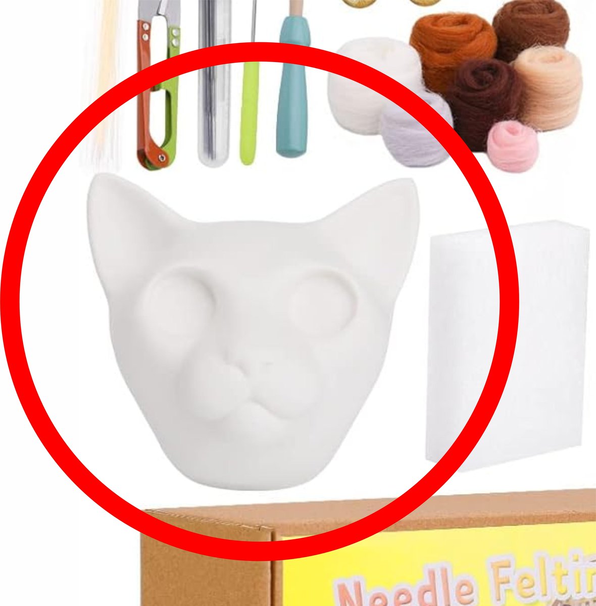 I am looking for something incredibly difficult to find (maybe impossible) - I am looking for foam or styrofoam (or anything pourous that would work with needle felting) cat face base. I can get them in kits but i can't get them separately. If ANYONE knows of a way JUST to get…