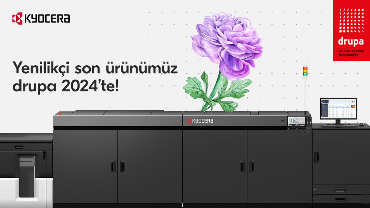 📌#drupa24, Salon 8A - C20'de bulunan Kyocera standında, su bazlı inkjet çözümlerimizi keşfedin! 💧Su bazlı mürekkepler %90'ın üzerinde sudan oluşur ve hiçbir tehlikeli bileşen içermez. 💹Ayrıca diğer mürekkeplere göre uygun maliyetlidir.