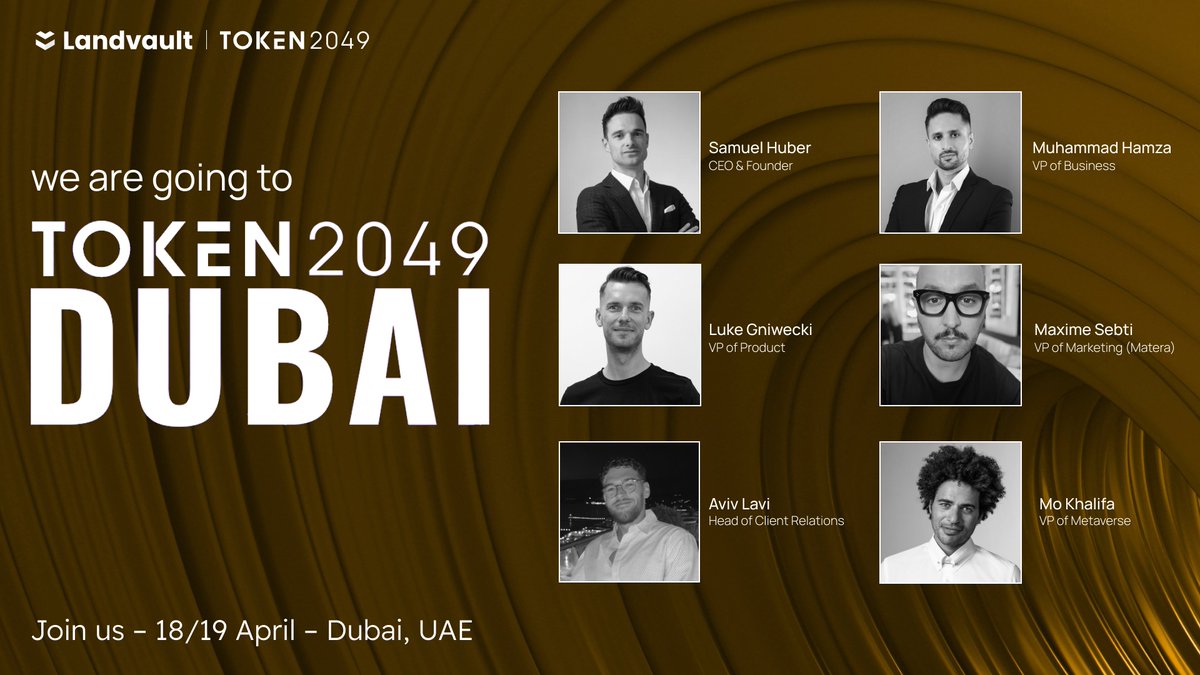 .@token2049 Dubai is nearly upon us 🇦🇪 The Landvault team will be there in full force this week so if you're at the event or happen to be in Dubai then give us a shout!