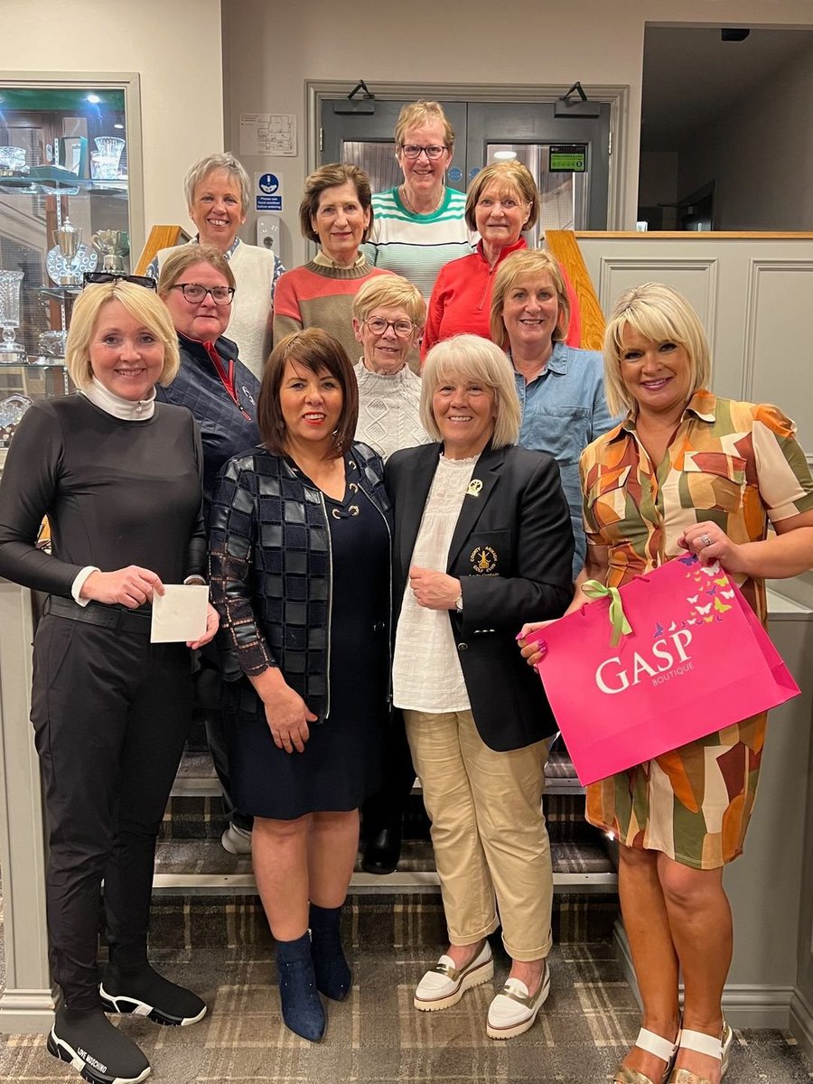 The Peggy Nelson Stableford, held at @ArmaghCo was very generously sponsored by Gasp Boutique, Armagh Cat. A - Lily McMullan 38 pts Cat. B - Eileen Fitzsimons 28 pts Cat. C - Jacqueline Kelly 32 pts Best wishes to them as they represent @ArmaghCo in @DunmurryGolf on Mon 1st July