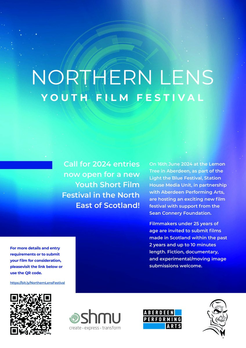 Exciting news! Introducing Northern Lens, the new Youth Film Festival at @APAWhatsOn on June 16th, 2024, part of Light the Blue festival, in collaboration with @shmu. Filmmakers under 25 are invited to submit films made in Scotland. Find out more⬇️ bit.ly/NorthernLensFe…