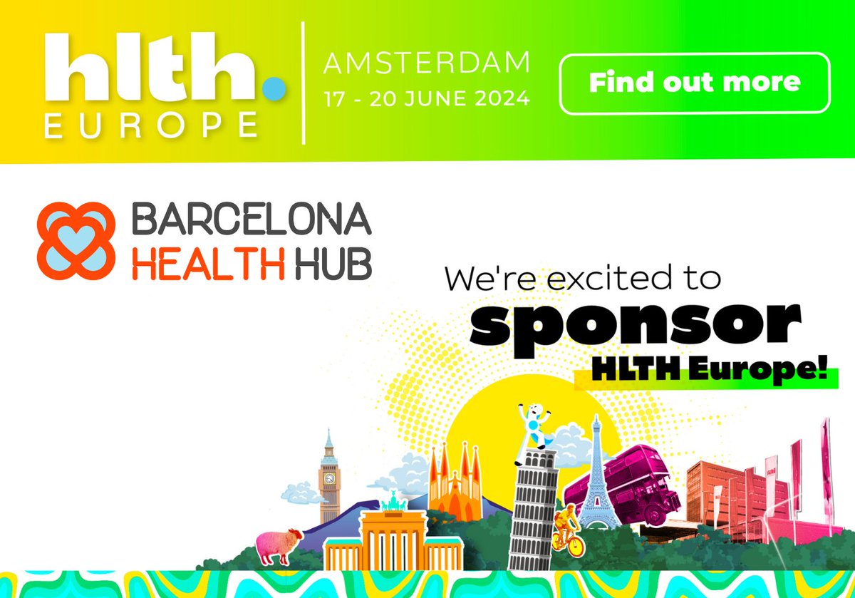 Don't miss the opportunity to go to @HLTHEVENT Europe 2024 with Barcelona Health Hub on June 17-20! 🦄 BHH's proud to be a sponsor for this year's event, offering you the unique chance to go together and be part of HLTH Europe 2024. Get in touch here 👉 barcelonahealthhub.com/en/news/go-to-…