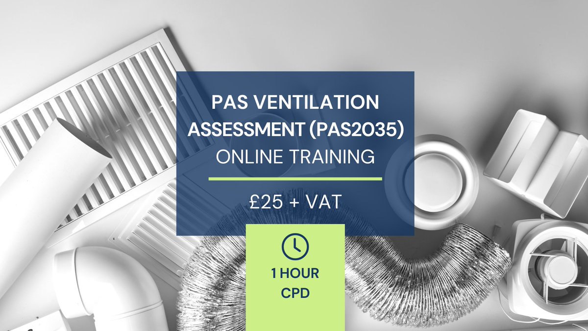 Book our 1-hour PAS Ventilation Assessment online CPD on the 17th April. We'll take you through an in-depth breakdown of the PAS assessment section part of the Retrofit Assessment on the PAS App and how to pass an audit. 

More info: ow.ly/GX4l50RfZmS

#EnergyAssessor #CPD
