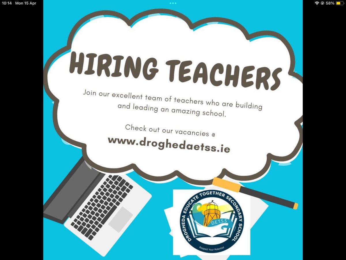 Looking to join a vibrant progressive new school in Drogheda? We are recruiting a number of teachers, adverts are live on Education Posts Follow this link to apply form.jotform.com/241024179577359 or check out our website droghedaetss.ie/page/Teaching-… 📷
