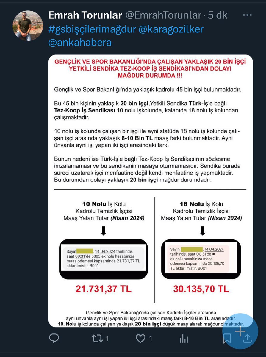 Hakkımızı istiyoruz. Sendikalar cebini düşünmekten işçiye sıra gelmiyor. Kendi hakkımızı kendimiz savunacaksak sana gerek yok <a href="/tezkoopissndk/">Tez-Koop-İş Sendikası</a> 

#Gsbişcilerimağdur
<a href="/ahaber/">A Haber</a> 
<a href="/trthaber/">TRT HABER</a> 
<a href="/nowhaber/">NOW HABER</a> 
<a href="/halktvcomtr/">Halk TV</a>