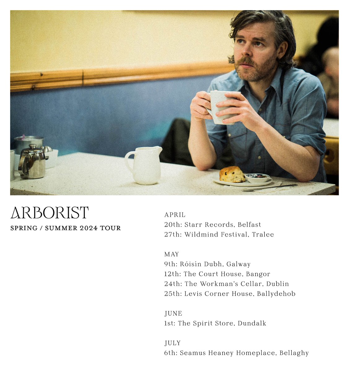 // MORE SHOWS // More shows added to this run around Ireland. Starting with Starr Recs this Saturday then Wildmind Festival Tralee next weekend. And delighted to be returning to The Heaney Home Place in July for a double-header with @johnbleksolo Tix: arboristmusic.com/shows/
