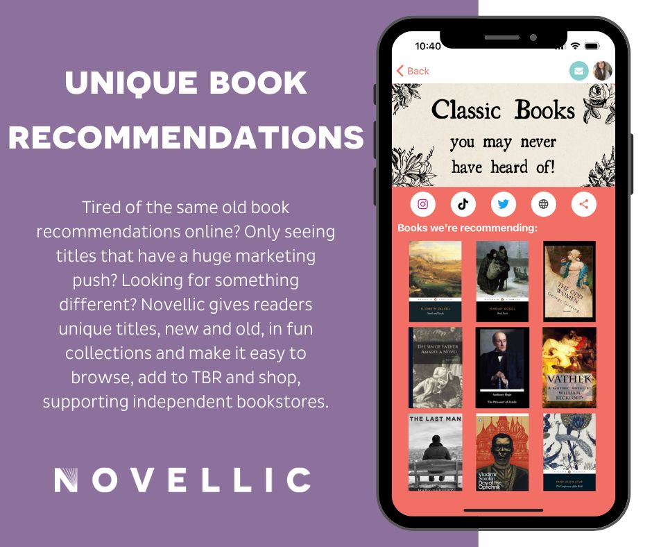 Every book shall have its day on Novellic! Tired of seeing the same old titles with a big marketing push? Our collections and personalised recommendations recommend new and backlist titles, regardless of marketing! #bookrecs #booksellers #publishing #readers #booktwitter