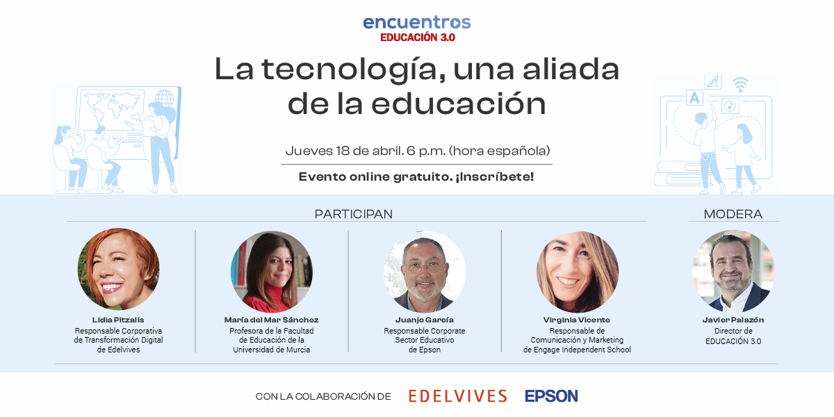 educacion3_0's tweet photo. ¿Quieres saber más sobre el debate actual del uso de la #tecnología en el #aula? No te pierdas el #XIIIEncuentroEDUCACIÓN3_0 ‘La tecnología, una aliada de la educación’ que celebraremos el jueves 18 a las 18h. 

¡Regístrate! https://t.co/NFRsYfHAF2 

@edelvives @Epson_ES https://t.co/ZziWYOHY9Z