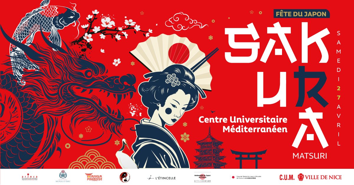 🌸 Envolez-vous direction le Japon à l'occasion de la Sakura Matsuri au CUM de #Nice06 le 27/04 à partir de 10h ! 🍜 Explorez la culture japonaise à travers des démonstrations d'arts traditionnels, des ateliers de cuisine, des stands d'artisanat... 🎎 👉 nice.fr/fr/l-agenda/sa…