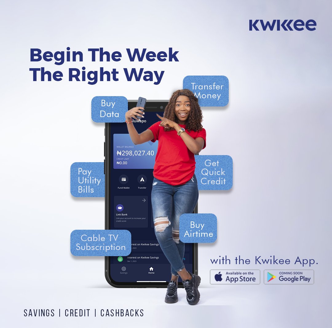 The solution to all your needs is just at your fingertips!

Start the week with ease by downloading the Kwikee App today!

#KwikeeApp #EasySolutions #QuickCredit #FinancialEase #GetWhatYouNeed #QuickAccess #KwikeeAfrica #StartTheWeekRight #ConvenientApp #FinancialFreedom