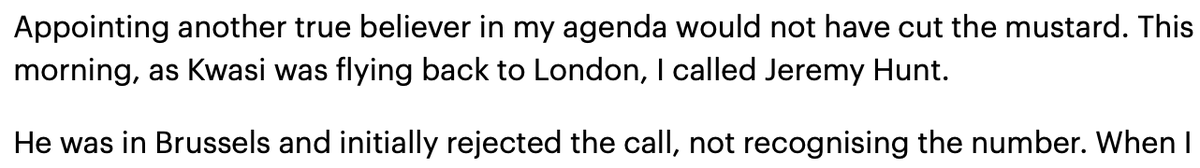 Liz Truss thinks Jeremy Hunt rejected the call because he didn't have her number in his phone. Or maybe he actually did...