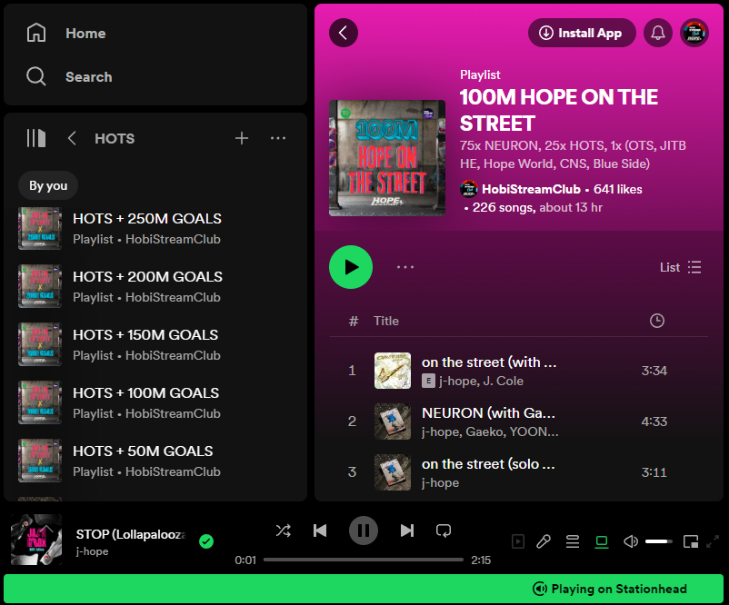 📢 N-E-U-R-O-N ATTENTION
STREAM HOPE ON THE STREET!

Reply with your screenshot of streaming NEURON and HOPE ON THE STREET tracks from Spotify~

Tag your moots to do the same.

STREAM NEURON, STREAM HOTS
#jhope_NEURON #홉온스 #jhope 
#HOPE_ON_THE_STREET #제이홉