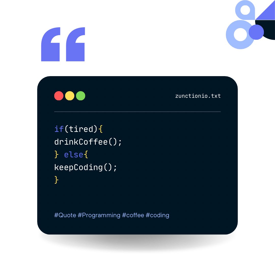 zunctionio's tweet photo. Fuel your coding journey with caffeine and determination! ☕🖥️
.
.
.
#coffeeandcode #developerlife #codingquotes #coding #programming #dailymotivation #programmermotivation #thoughtoftheday #quotes #thoughts #zunction https://t.co/0SuObCqD86