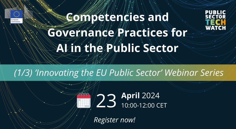 Join us for the first workshop on April 23, 10:00-12:00 (CET) in the PSTW series 'Innovating the EU Public Sector'!
Dive into 🤖#AI and the #GovTech ecosystem, discussing competencies and governance practices for the European 🏛️#PublicSector. 
👉bit.ly/43HQLda 
@EU_DIGIT