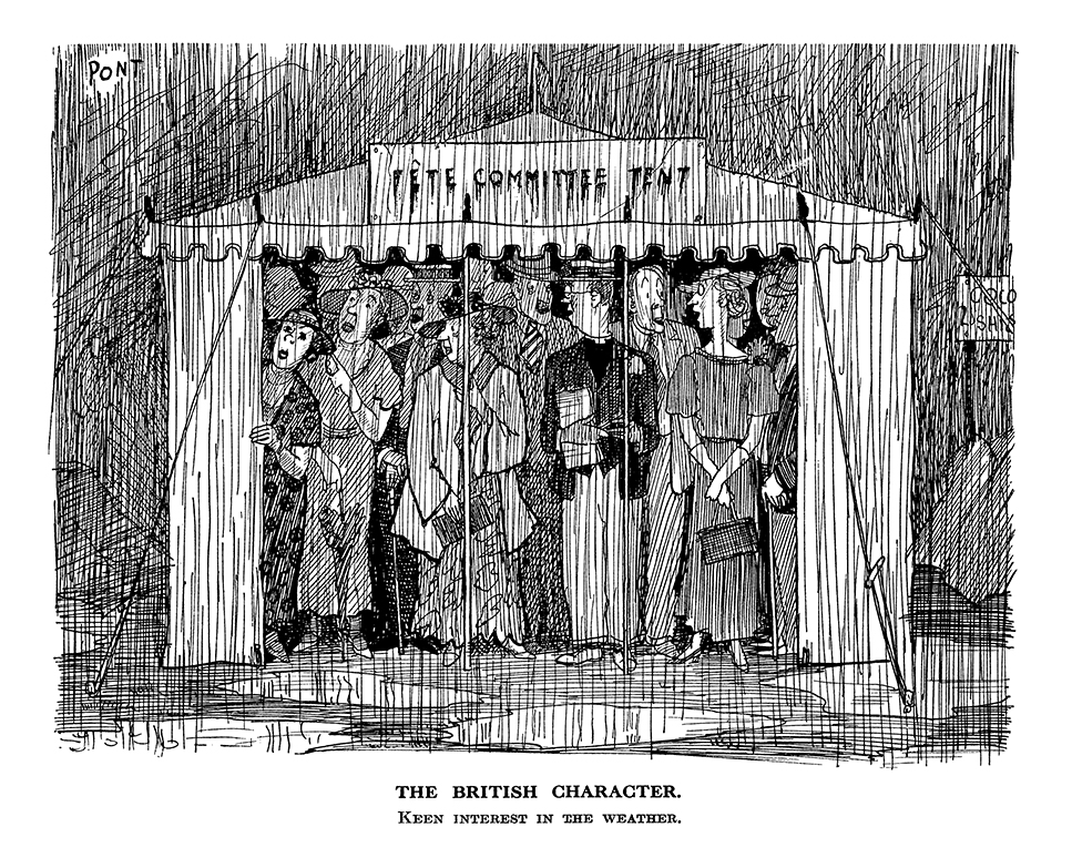 PontWorld's tweet photo. It must be spring because it's pouring with rain. #PONT from 29 July 1936: THE BRITISH CHARACTER - KEEN INTEREST IN THE WEATHER #weather #reain #cold #spring https://t.co/h39W3hyG3b