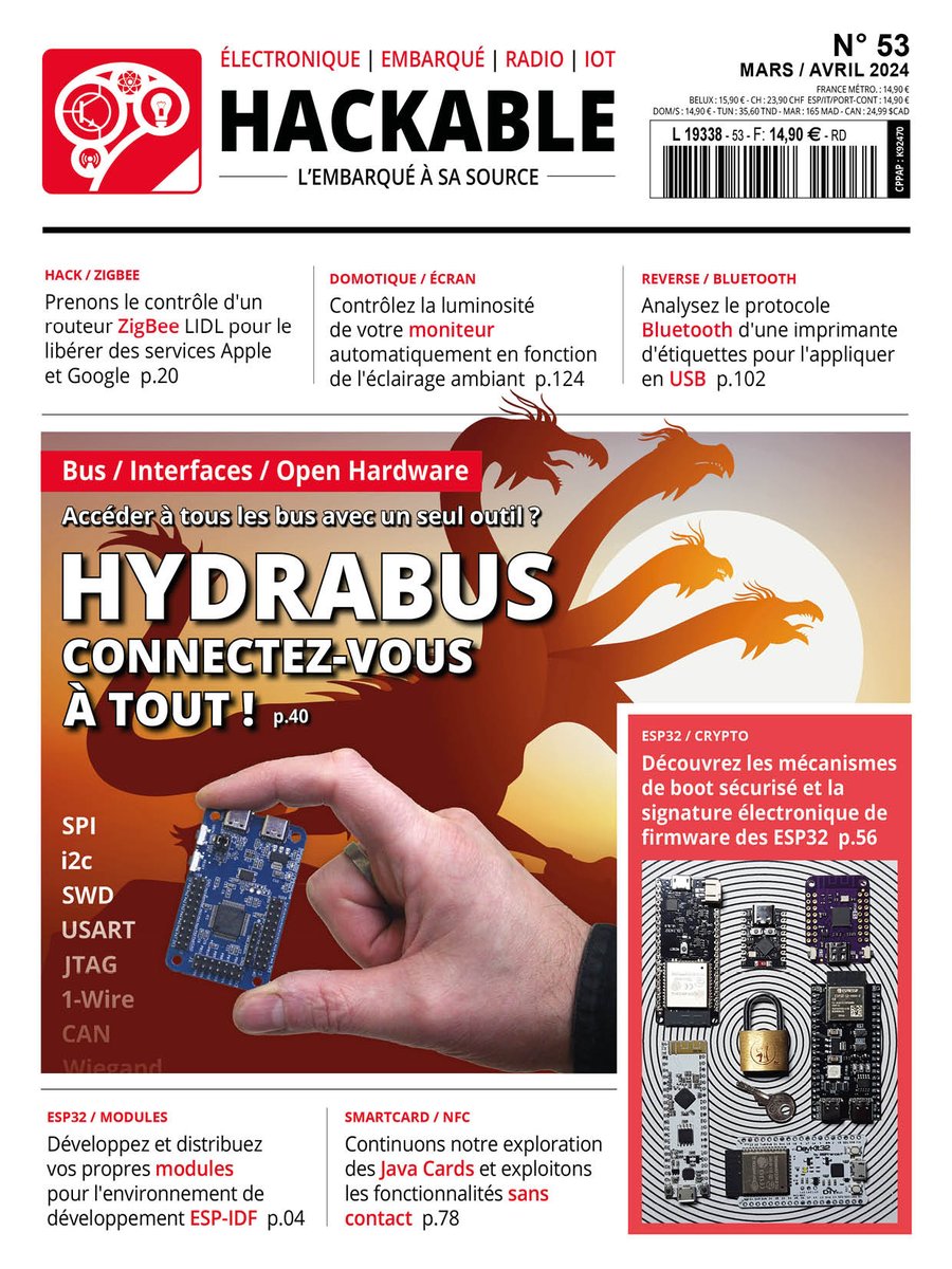 Découvrez l'#hydrabus dans notre dernier numéro, en kiosque pendant encore 10 jours & en ports offerts sur boutique.ed-diamond.com/en-kiosque/168… #openhardware