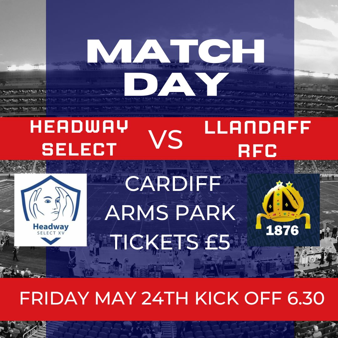 Mark your calendars for Friday, May 24th at Cardiff Arms Park, with kick-off at 6.30pm. Tickets are £5 each on the door.
 You definitely don't want to miss this!🏆

#HeadwaySelectXV #CardiffArmsPark #BrainInjurySupport