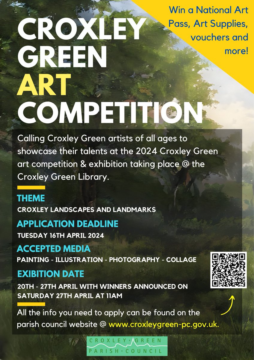 The deadline for submissions to our Art competition is tomorrow so don't forget to enter your masterpieces for a chance to be crowned Croxley Green's winner and win some fantastic prizes including national art passes and vouchers.