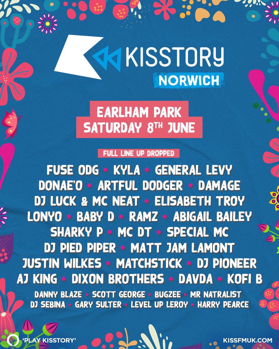 Just over 8 weeks to go til’ #KISSTORY lands in Earlham Park, Norwich and the full line up just DROPPED 🔥🔥 Hit up the group chat and grab your tickets before they sell out! 🎟️ bit.ly/KISSTORY-NORWI…