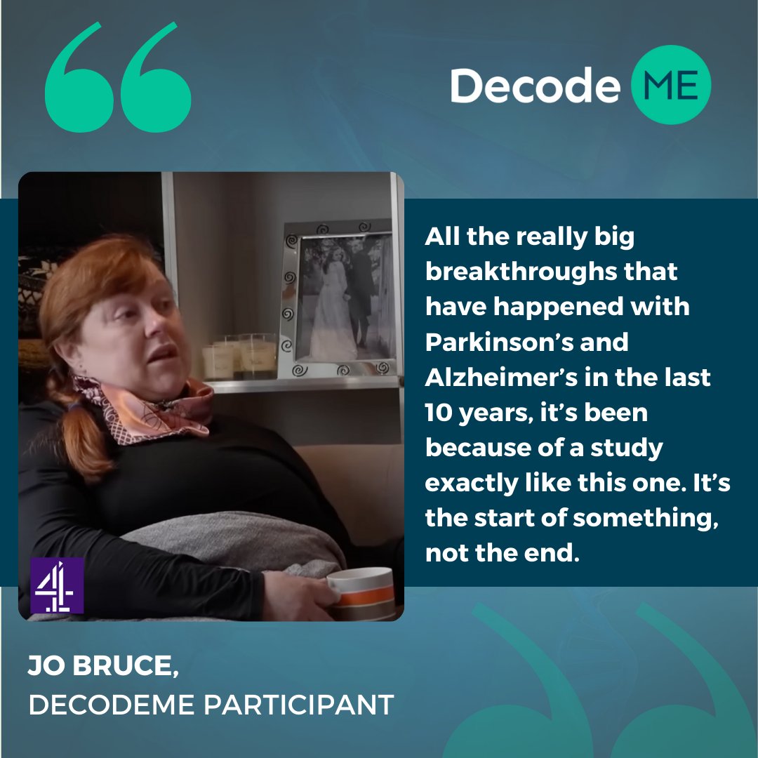 DecodeMEstudy's tweet photo. “All the big breakthroughs that have happened...it’s been because of a study exactly like this one. It’s the start of something, not the end.” https://t.co/uyxT3ihLxX Thank you to @Channel4News for showcasing #DecodeME and to @therealmecfs and all our other participants. https://t.co/F7DRxvfv4J