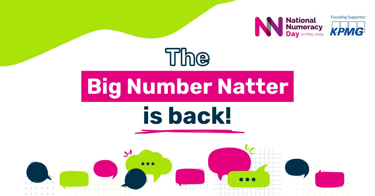 Nat_Numeracy's tweet photo. 📆 This May, ask the person next to you how they feel... about #maths 🧮

The #BigNumberNatter is back for #NationalNumeracyDay 2024 🎉

Take the first step to improving your numeracy... not by whipping out your calculator, but by simply talking! 💬

🔗 https://t.co/LQd45eNzJU https://t.co/6UCaMLfJTZ