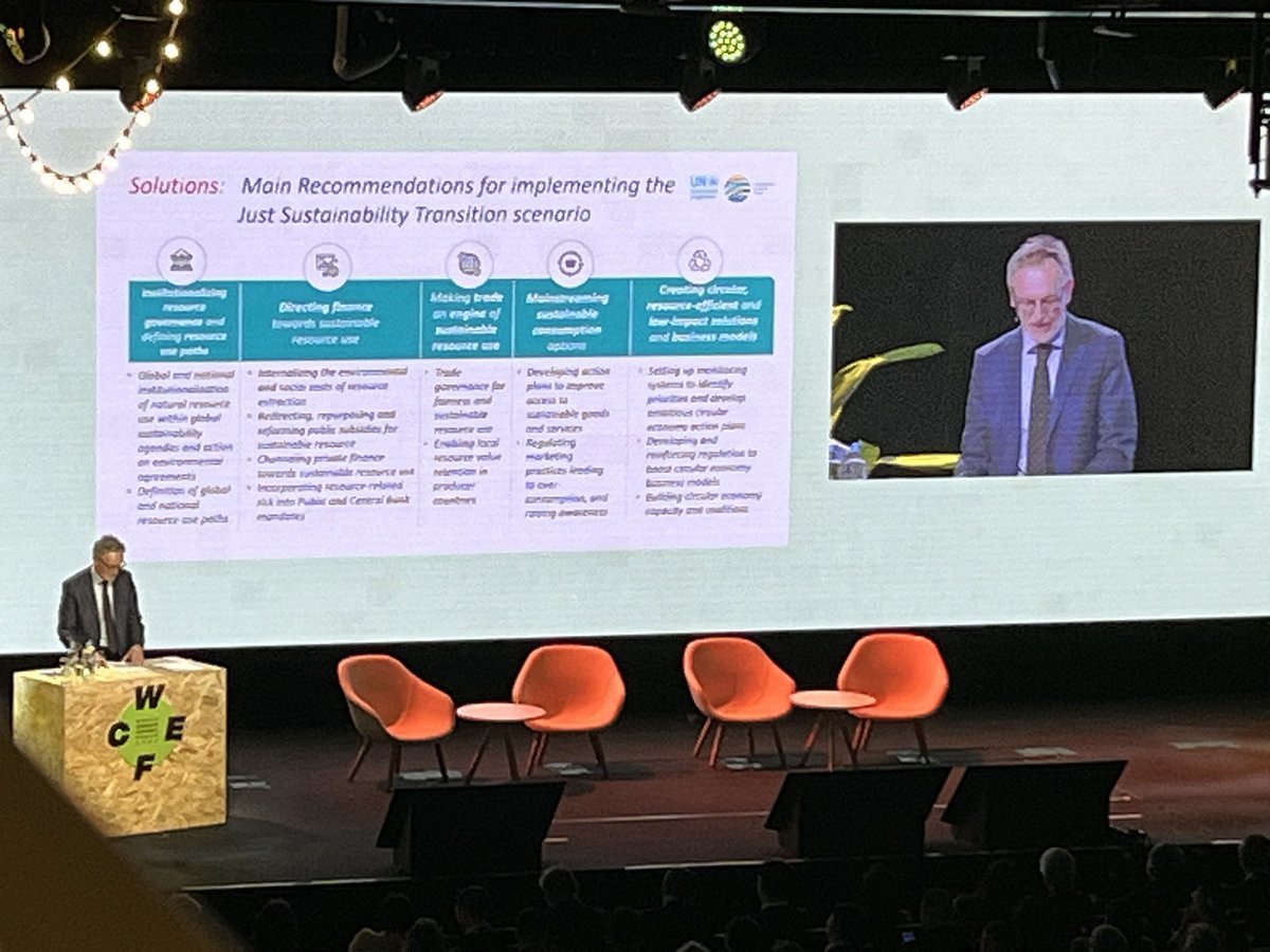 A packed auditorium for the opening plenary session at the @WorldCircular WCEF to listen to @JanezPotocnik22 reiterating that #resourceconsumption is driving #climatechange and that we need to #bendthetrend - we need #circularchangemakers