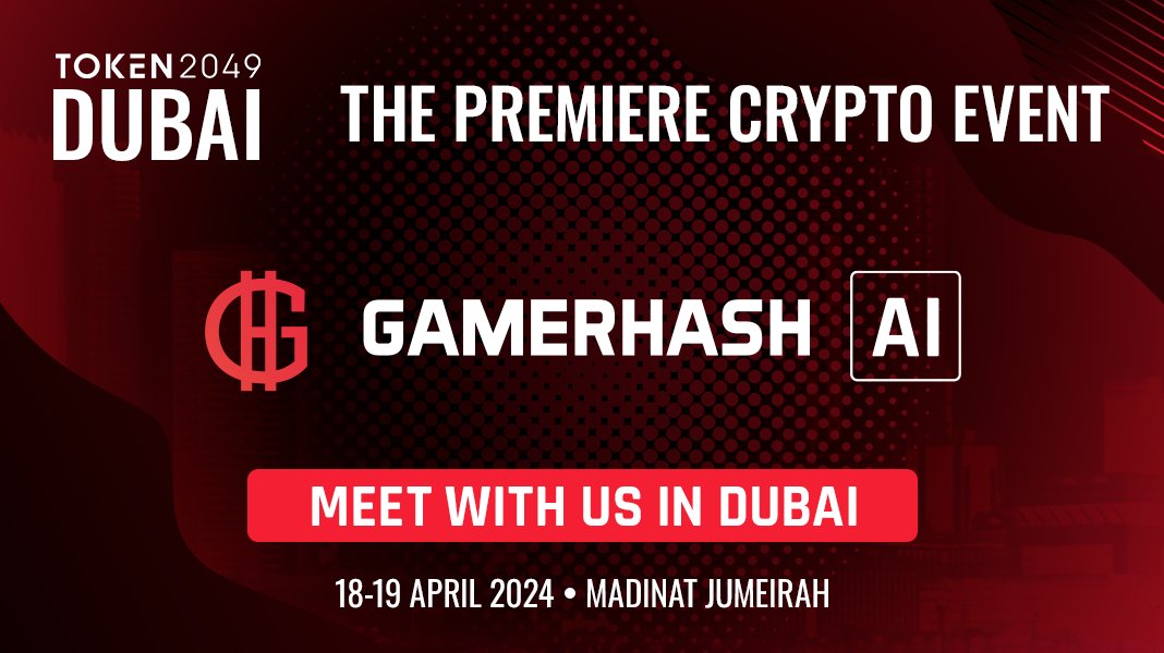 Gm Dubai! The GamerHash AI team and I are here all week for @token2049 events! Looking forward to catch up with old friends, make new ones & find exciting project partners 🤝 $GHX
#TOKEN2049Week