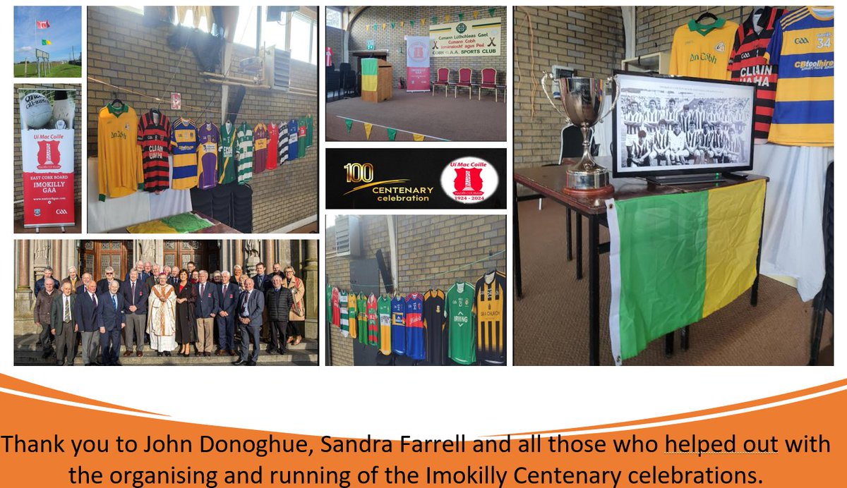 Thank you to John Donoghue, Sandra Farrell and all those who helped out with the organizing and running of the Imokilly Centenary celebrations.