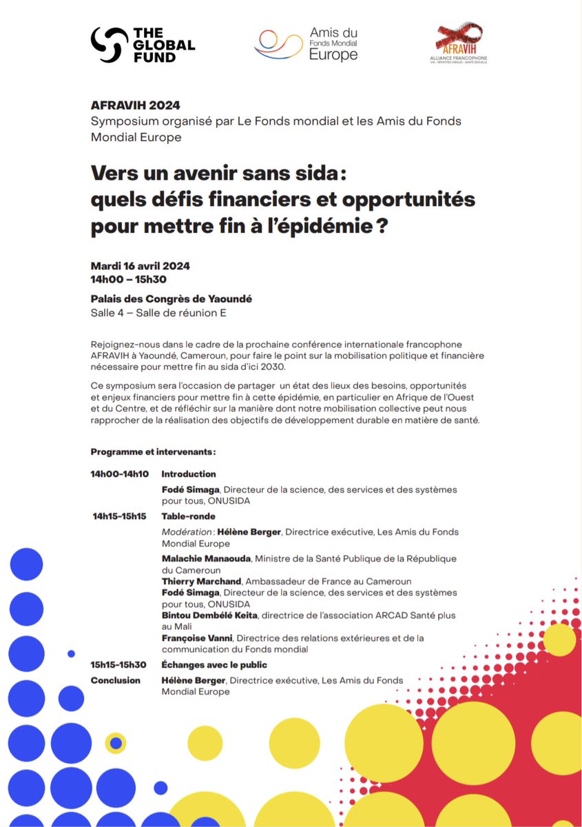 FriendsEurope's tweet photo. #AFRAVIH2024 à Yaoundé !

Rejoignez-nous mardi 16 avril à 14h pour faire un état des lieux des défis financiers et des opportunités pour mettre fin au #sida, un symposium organisé par @FriendsEurope et le @GlobalFund https://t.co/6ToP3sahqo