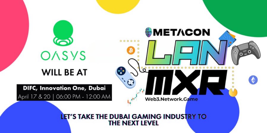 我们很高兴能成為@MetaConGlobal 的赞助 者🎮

#METACON 将把 #Web3游戏 项目方和玩家汇聚到迪拜 🇦🇪，并举办一次难忘的聚会！

与 #Oasys 一起，共同庆祝 #区块链游戏 、加密貨幣和元宇宙的发展浪潮。