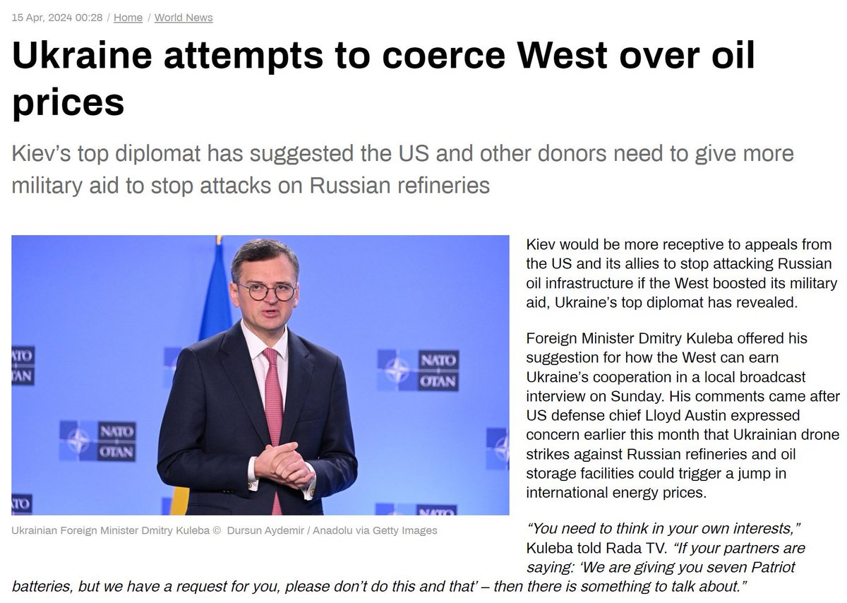 A high oil price is the biggest accelerant to an inevitable US economic collapse. That’s why the US Govt can’t afford war with Iran and Ukraine is told to stop attacking Russian oil refineries. Ukraine is now blackmailing the US. “Pay up or we’ll send the oil price to the moon.”