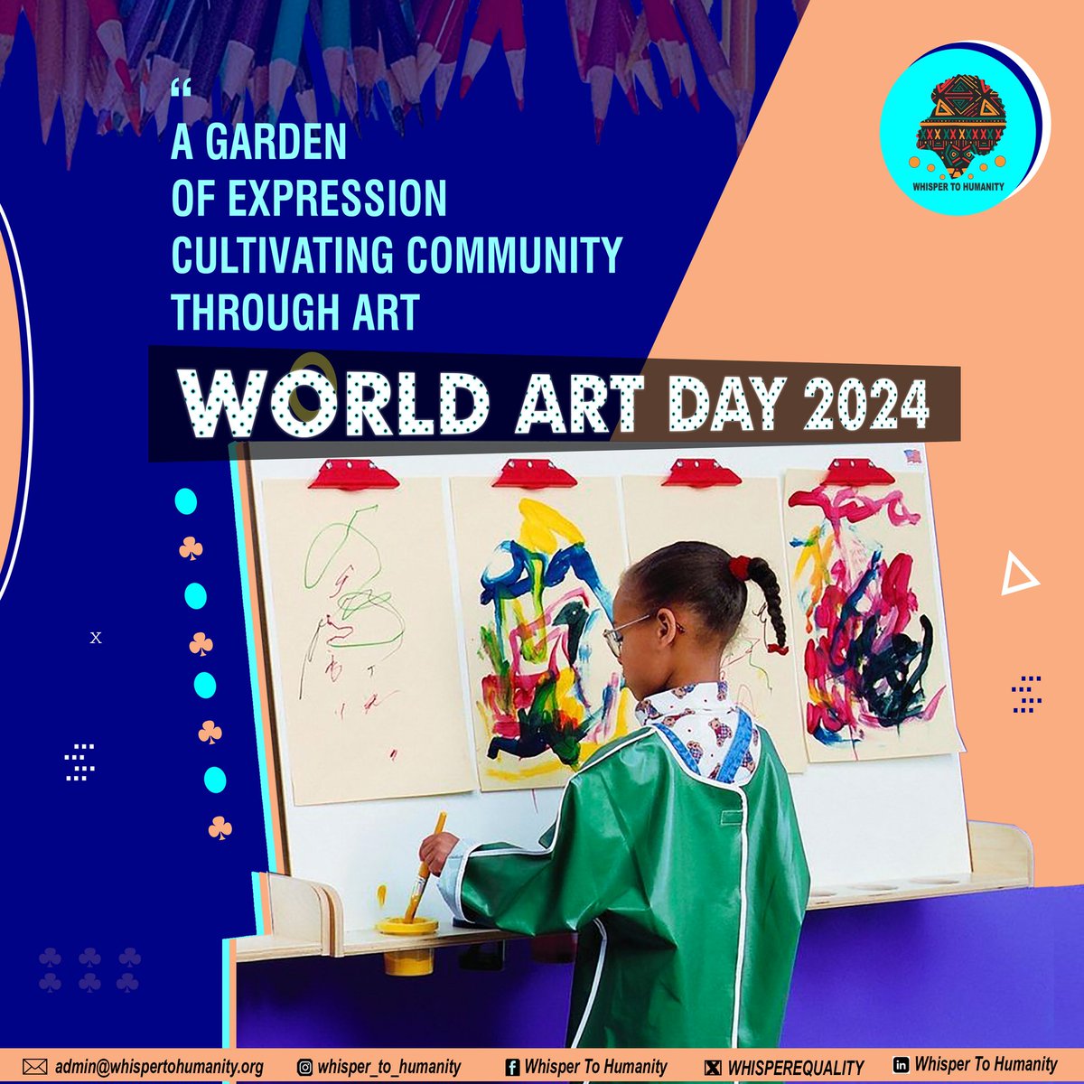 Art is not what you see, but what you make others see.
The power to cause and make positive change in our society comes from art.

Happy world Art Day 2024

#worldartday2024 #artandcreativity