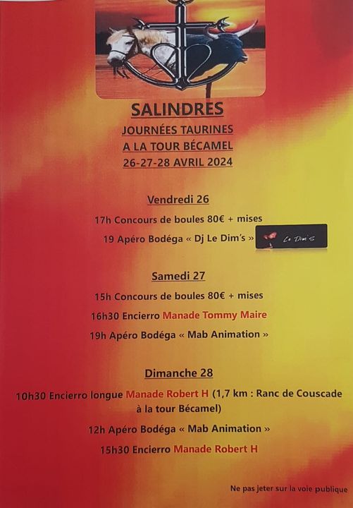 com_30340's tweet photo. Journées Taurines, les 26      27 et 28 avril à la Tour Becamel de Salindres, organisées par le Comité des fêtes https://t.co/xB2KFlNowj