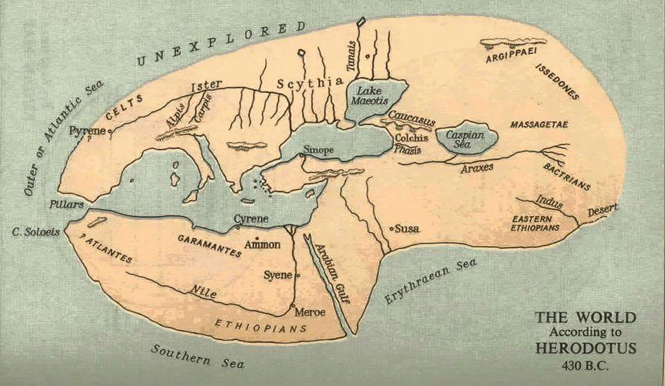 Herodot'a göre dünya haritası. MÖ 430