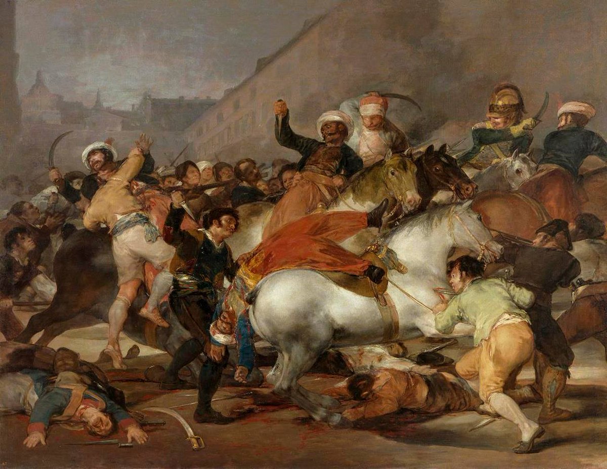 Le soulèvement du Dos de Mayo marque le début de la guerre d'indépendance espagnole. La rébellion du peuple madrilène contre l'occupation de la ville par les Français est illustrée par « Le deux mai 1808 à Madrid » ou La Charge des mamelouks de Francisco Goya.