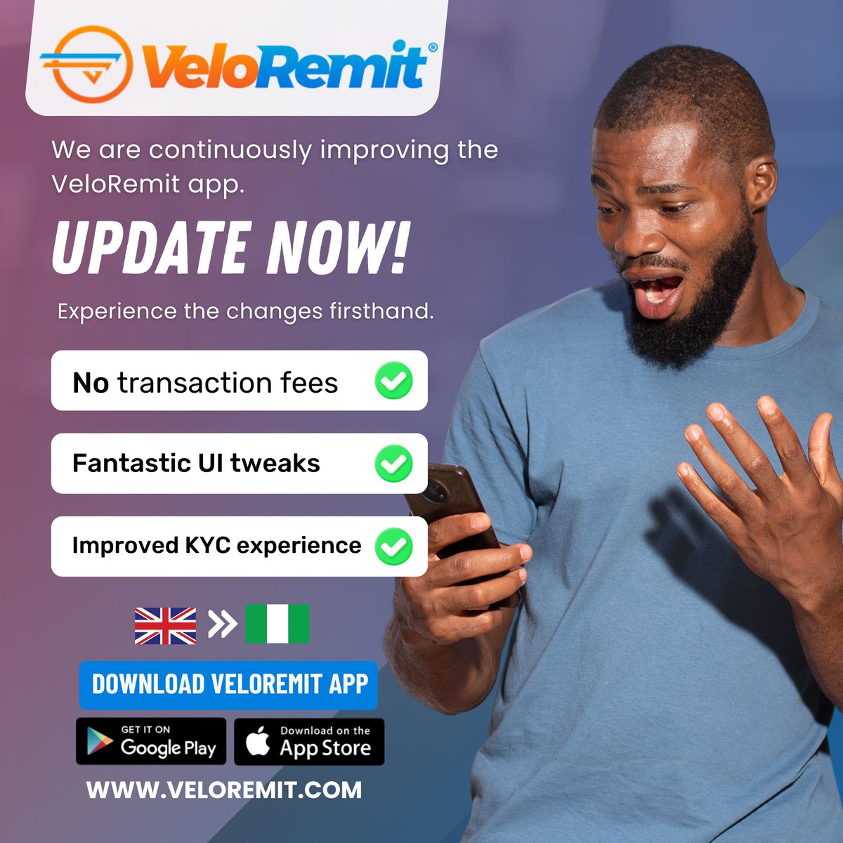 🚀 Exciting news! 🌟 We have upgraded the VeloRemit app to enhance your experience! Update now to enjoy zero fees and great rates on your money transfers to Nigeria 🇬🇧🇳🇬 Don't miss out!💸 #veloremit #appupdate #zerofee #greatrates #etioba_velo✅ #nigeriansinuk #downloadnow