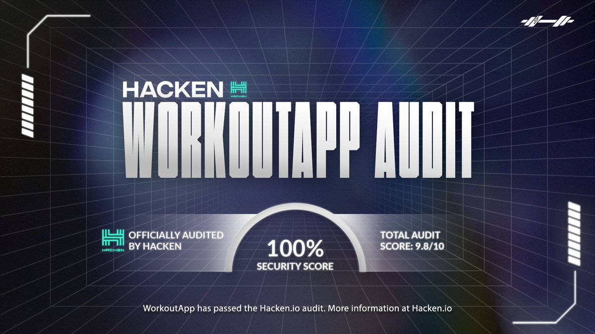 WorkoutApp officially audited by @hackenclub! We don't just talk about security - we live it 🫡 That's why we've subjected ourselves to an audit by one of the fiercest guardians of Web3, #Hacken! And what about the results? 👉Security Score: 100% We are among the TOP projects