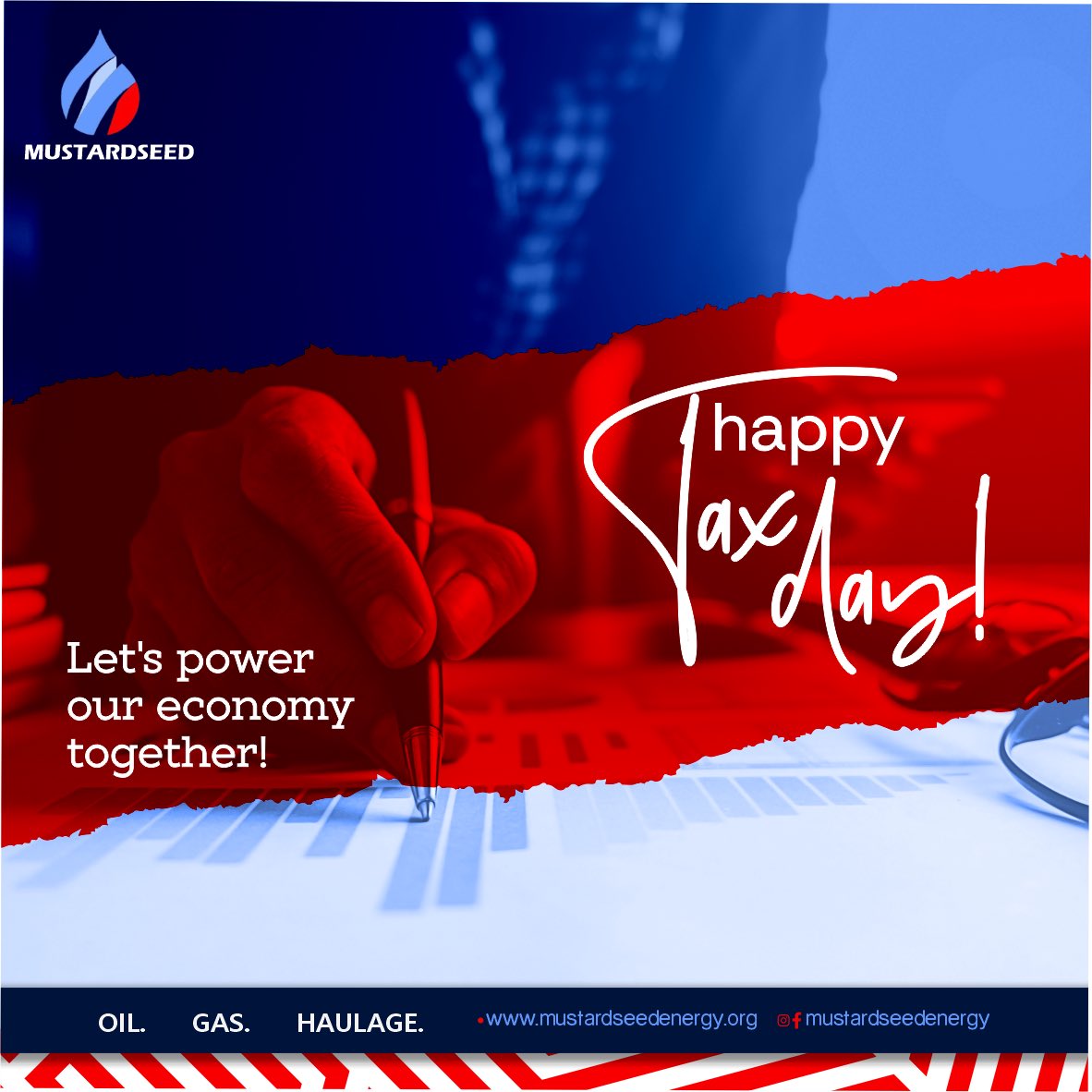 Fueling our success while navigating tax Day!
Together we can make a great nation.
Happy Tax Day!
#mustardseedenergy 
#taxday
#economyproductivity 
#MondayMood