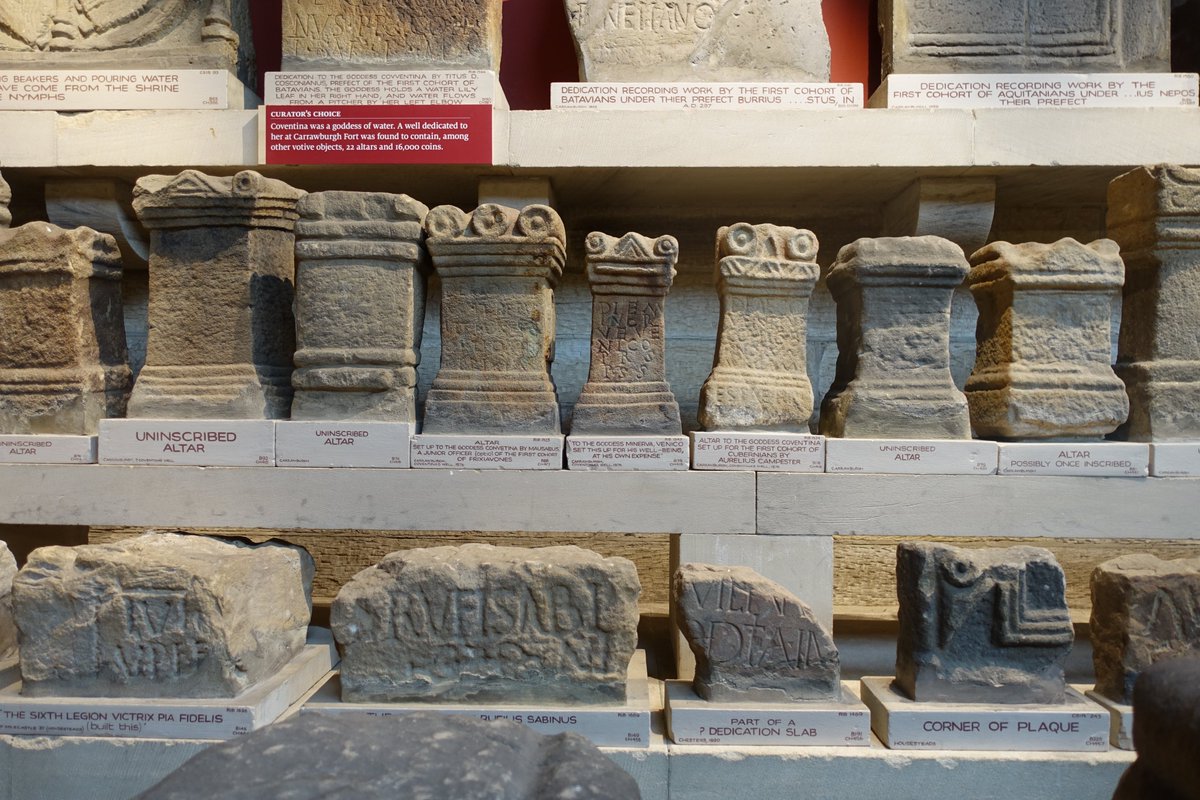 Where to begin? A row of teeny-weeny Roman altars surrounded by fragments of other ancient inscriptions on display in the museum at Chesters fort on Hadrian's Wall #EpigraphyTuesday
