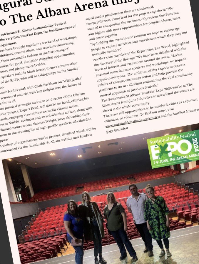 We’re delighted to have been featured in the latest edition of the St Albans Times. #sustfestexpo

You can read more here 👉 stalbanstimes.co.uk/events/inaugur…