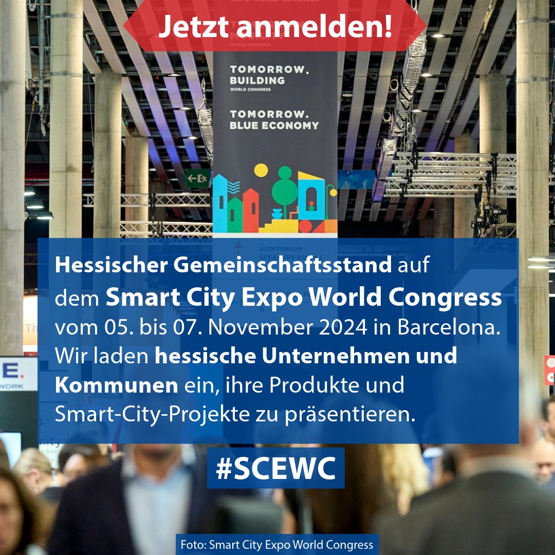 HTAI (@htai_hessen) on Twitter photo Das Land #Hessen ist 2024 zum fünften Mal mit einem #Gemeinschaftsstand auf dem <a href="/SmartCityexpo/">Smart City Expo World Congress</a> #SCEWC in #Barcelona vor Ort. 😃 Wir laden hessische Unternehmen & Kommunen ein, ihre Produkte & Smart-City-Projekte zu präsentieren. 👌
Infos & Anmeldung ⬇️
htai.de/aussenwirtscha… Das Land #Hessen ist 2024 zum fünften Mal mit einem #Gemeinschaftsstand auf dem <a href="/SmartCityexpo/">Smart City Expo World Congress</a> #SCEWC in #Barcelona vor Ort. 😃 Wir laden hessische Unternehmen & Kommunen ein, ihre Produkte & Smart-City-Projekte zu präsentieren. 👌
Infos & Anmeldung ⬇️
htai.de/aussenwirtscha…