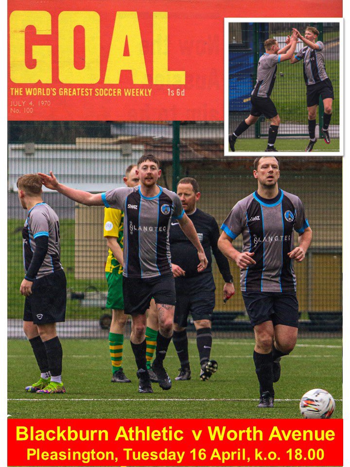 Our last game of the season tomorrow - Blackburn Athletic at Pleasington, kick-off 6.00pm. Get down and support the lads if you can and we’ll be presenting our end of season awards afterwards.