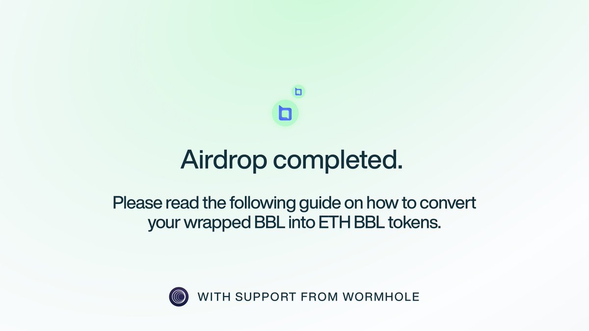 Airdrop phase 1 completed. As part of the @wormhole support and to reduce your gas, we have conducted it on @0xPolygon. (read the thread to get back in @ethereum) Polygon $BBL Contract: polygonscan.com/token/0x9a295b…