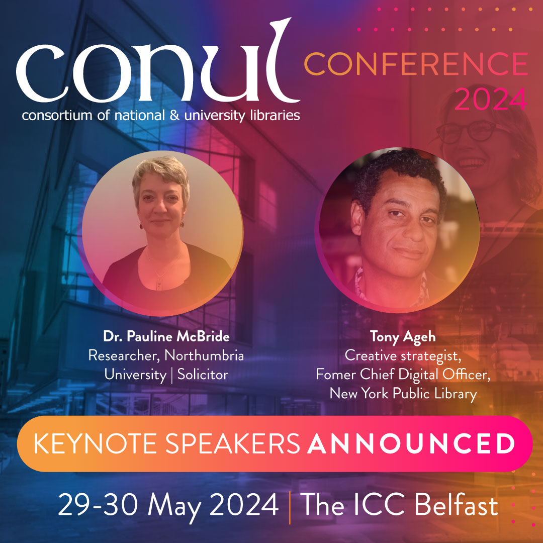 Not long to go until the #CONULconf in Belfast in May. Book your spot to hear our keynote speakers, Dr Pauline McBride and Tony Ageh, as they discuss Libraries as Changemakers. Find out more on our website: CONUL Conference – CONUL Annual Conference