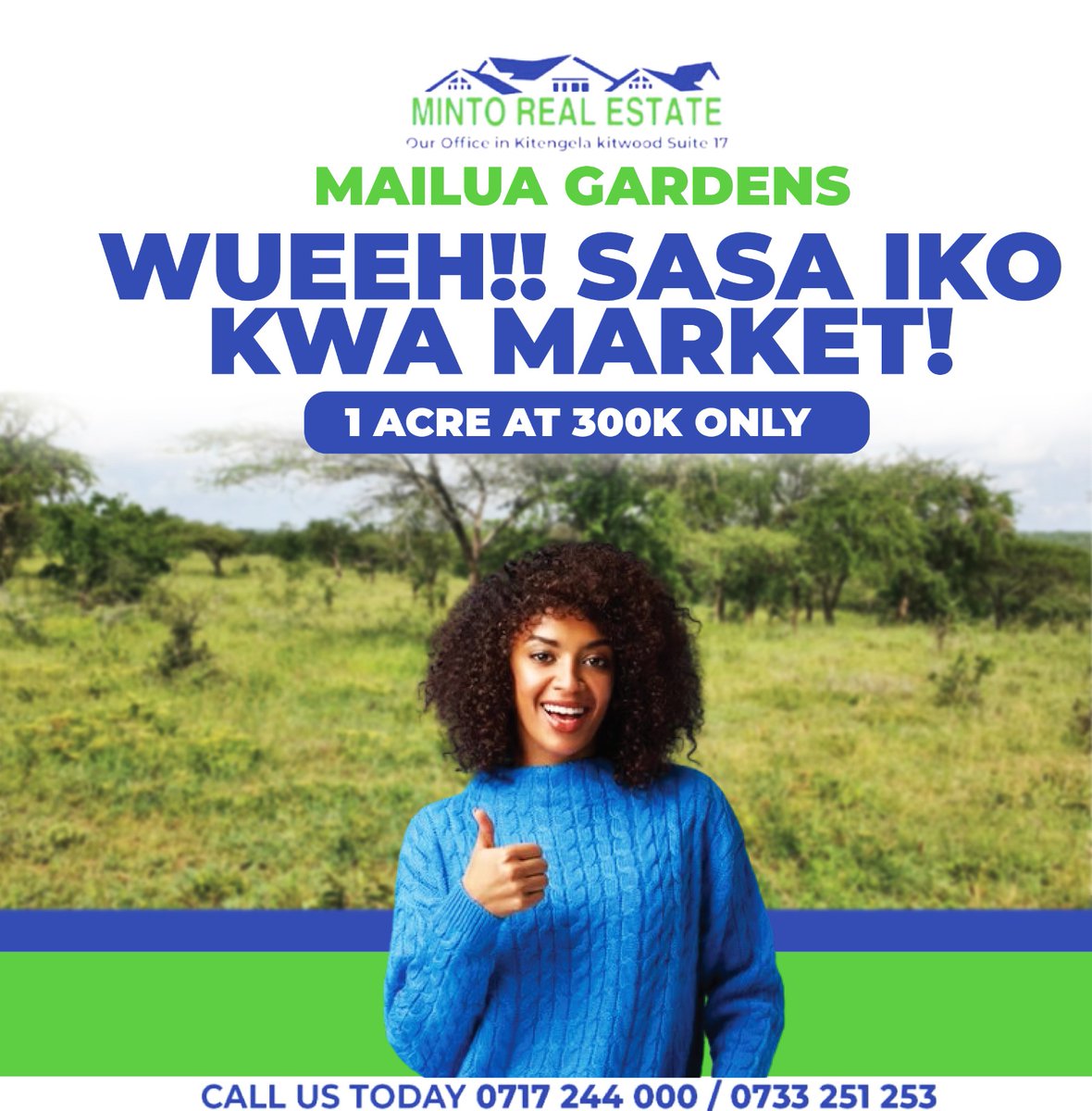 MintoRealEstate's tweet photo. Another week to firm your dream for an affordable farmland within Kajiado County. Only @MintoRealEstate
#PataShambaVirahisi
#MintoRealEstate https://t.co/JwI8s54vwY