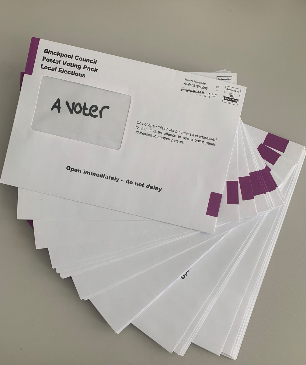 ✉️ To vote by post in the Blackpool South by-election and the Lancashire Police and Crime Commissioner election, you must submit your application by 5pm today (Wed 17 April). You can apply for a postal vote online. Visit: gov.uk/apply-postal-v…